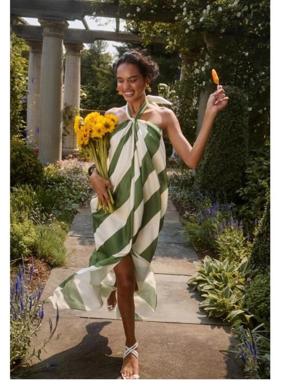 Ronny Kobo Chantell Dress in Palm Green Ivory - Picture 3 of 8